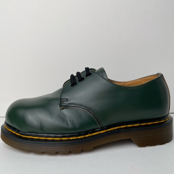 Vintage Dr. Martens Doc England 1925 Green Double Stitch Steel Toe Oxfords UK 4 - Picture 1 of 15